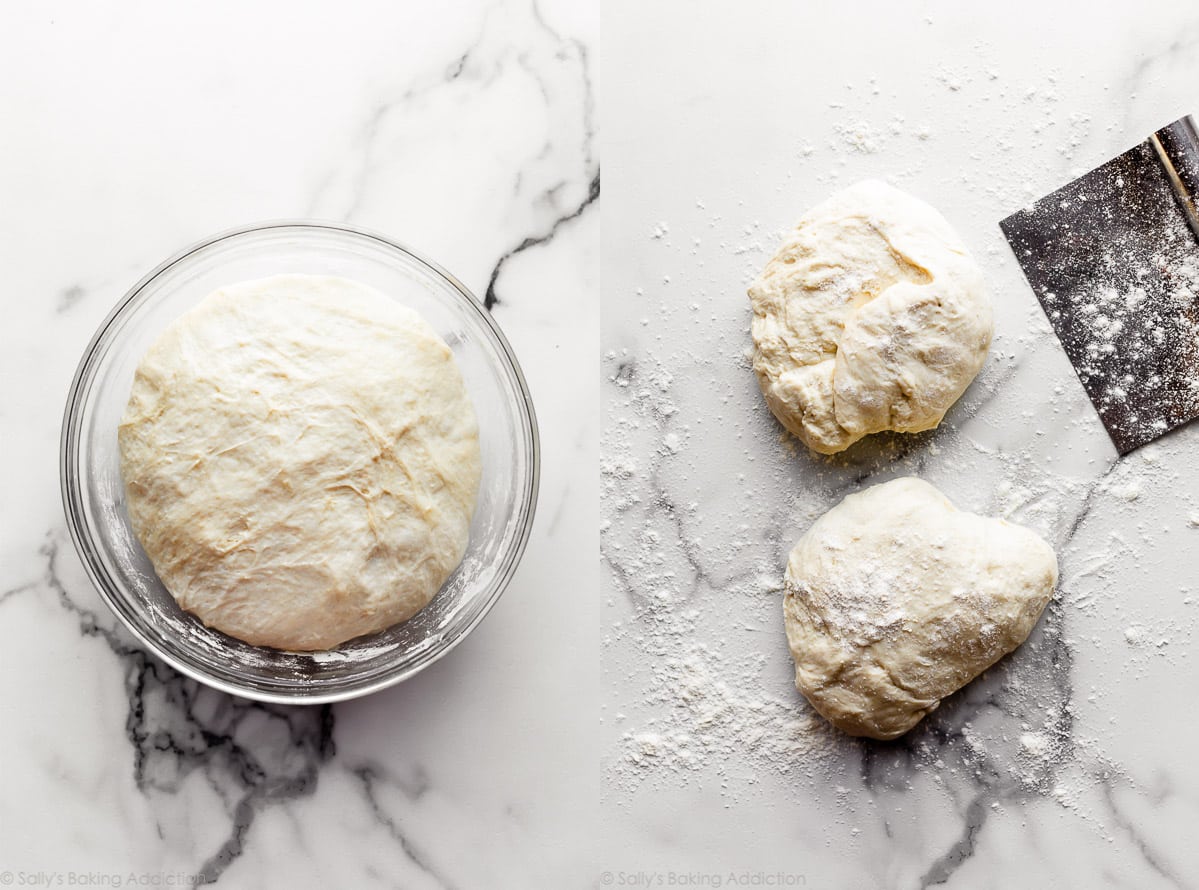 collage of 2 artisan bread dough images