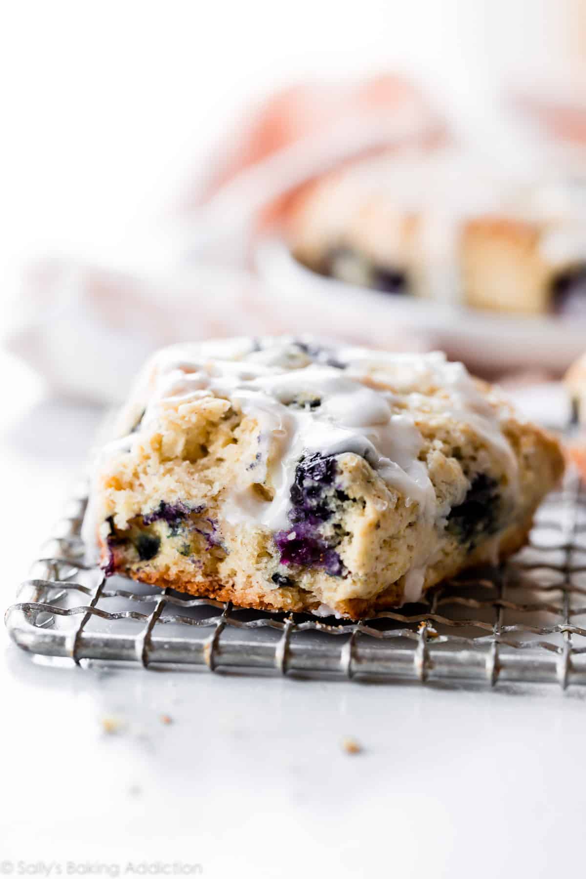 Blueberry scone with a bite taken from it