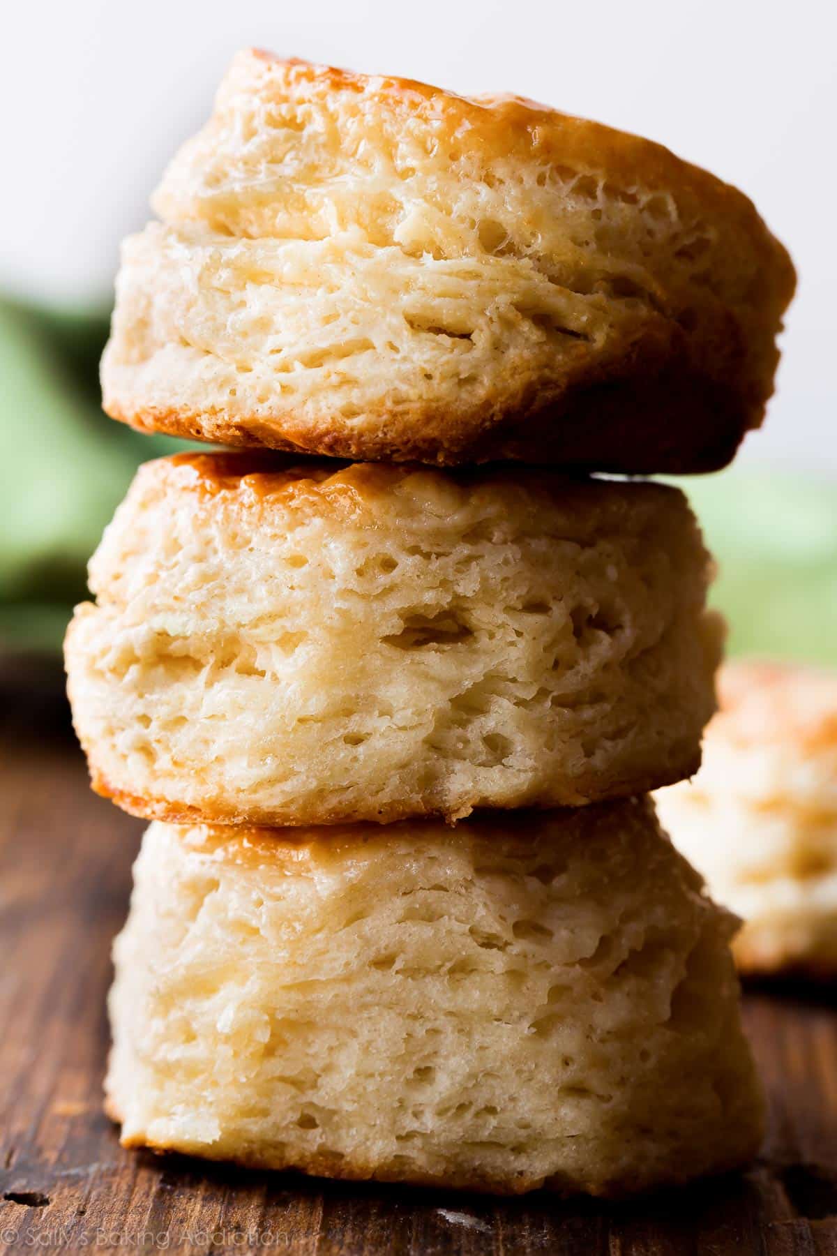 stack of 3 homemade biscuits