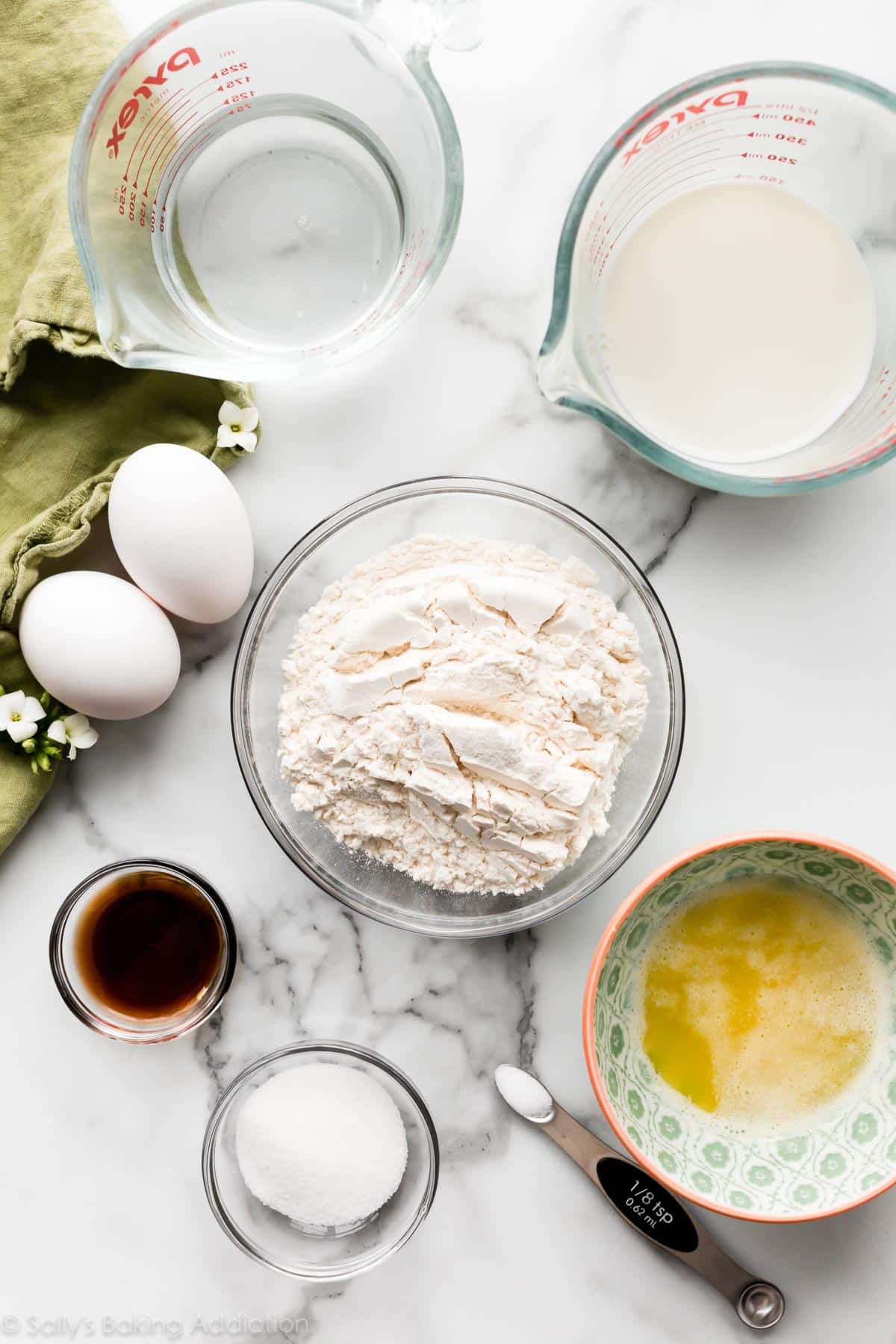 flour butter milk eggs and sugar