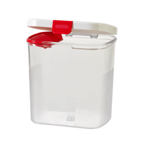 flour storage keeper with red close top.